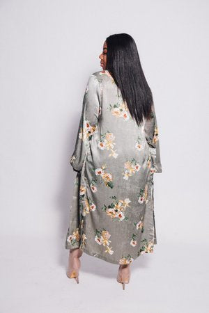 Royalty Olive Satin Kimono